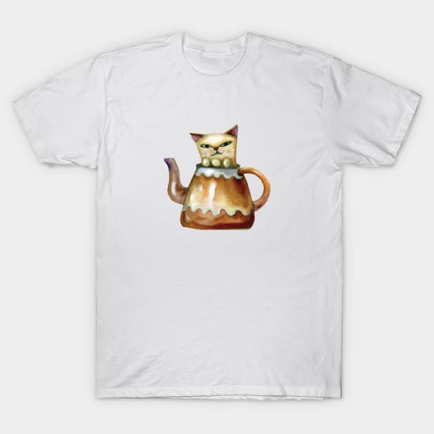 Kitten in a kettle T-Shirt by SkelBunny